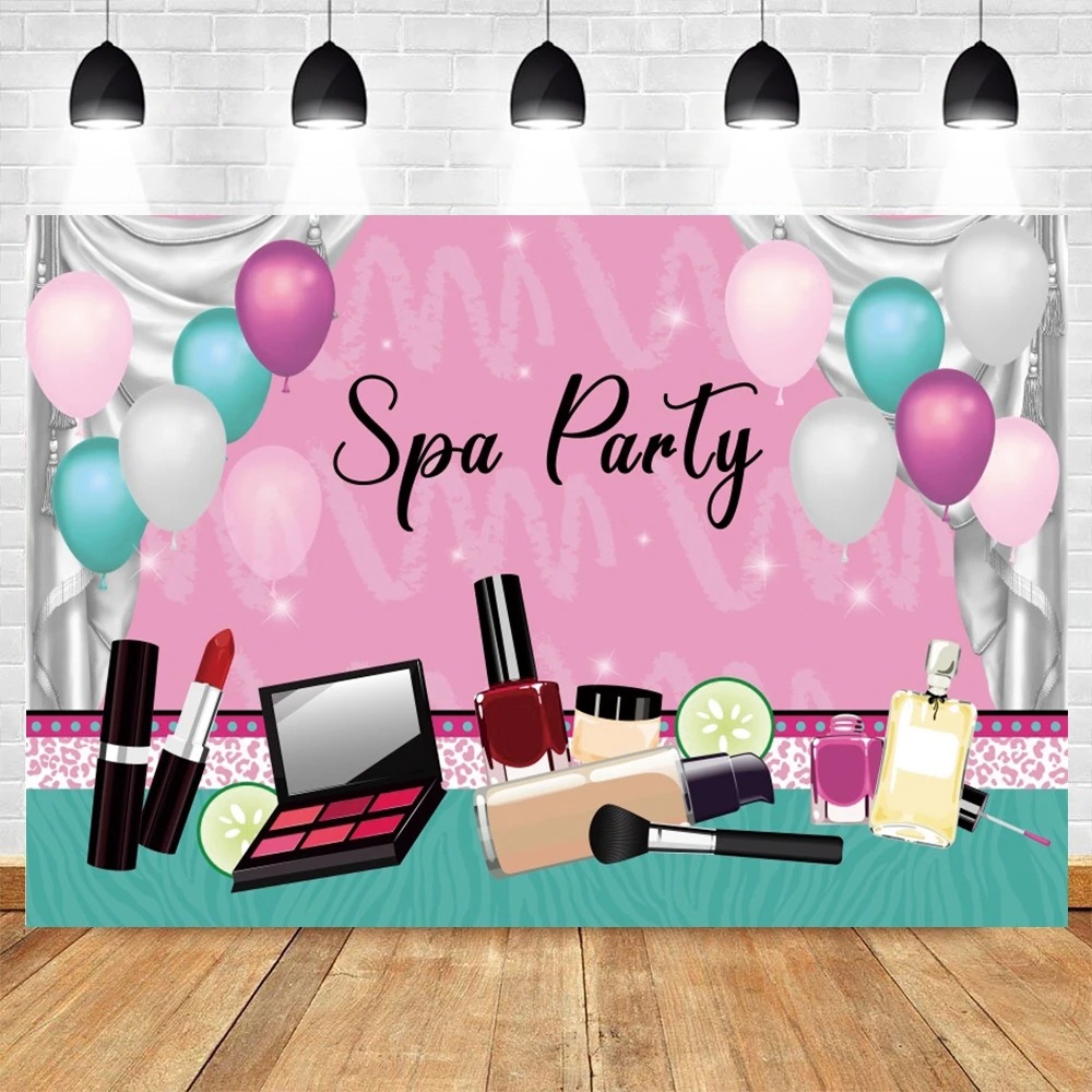 Spa Party Themed Backdrop for  - Beauty Makeup For Girl recension och pris