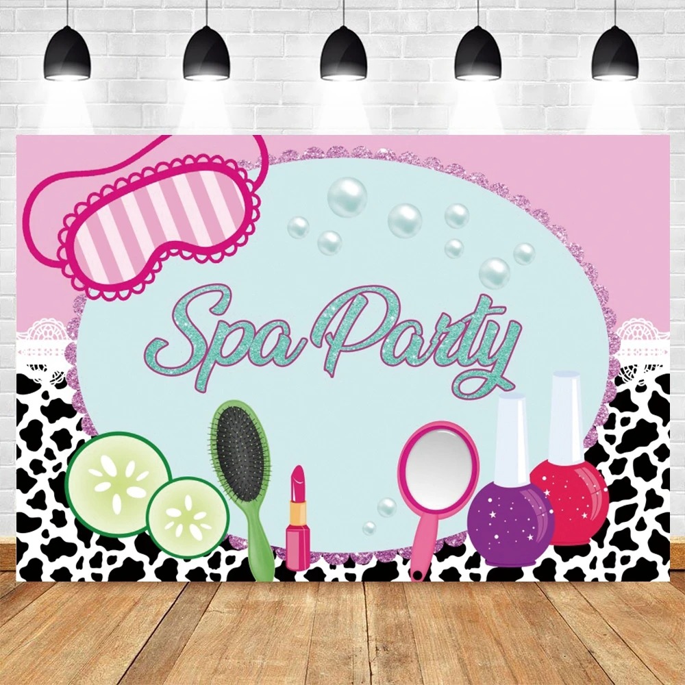 Spa Party Themed Backdrop for  - Beauty Makeup For Girl recension och pris