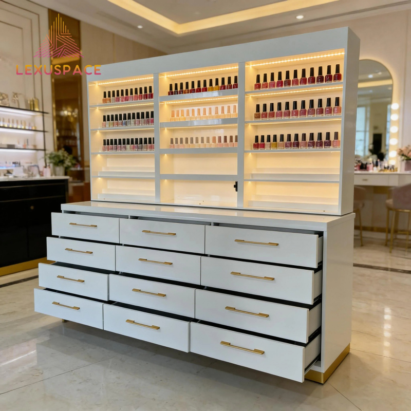 custom.Wood Shelf Display Rack - Beauty Hair Makeup recension och pris