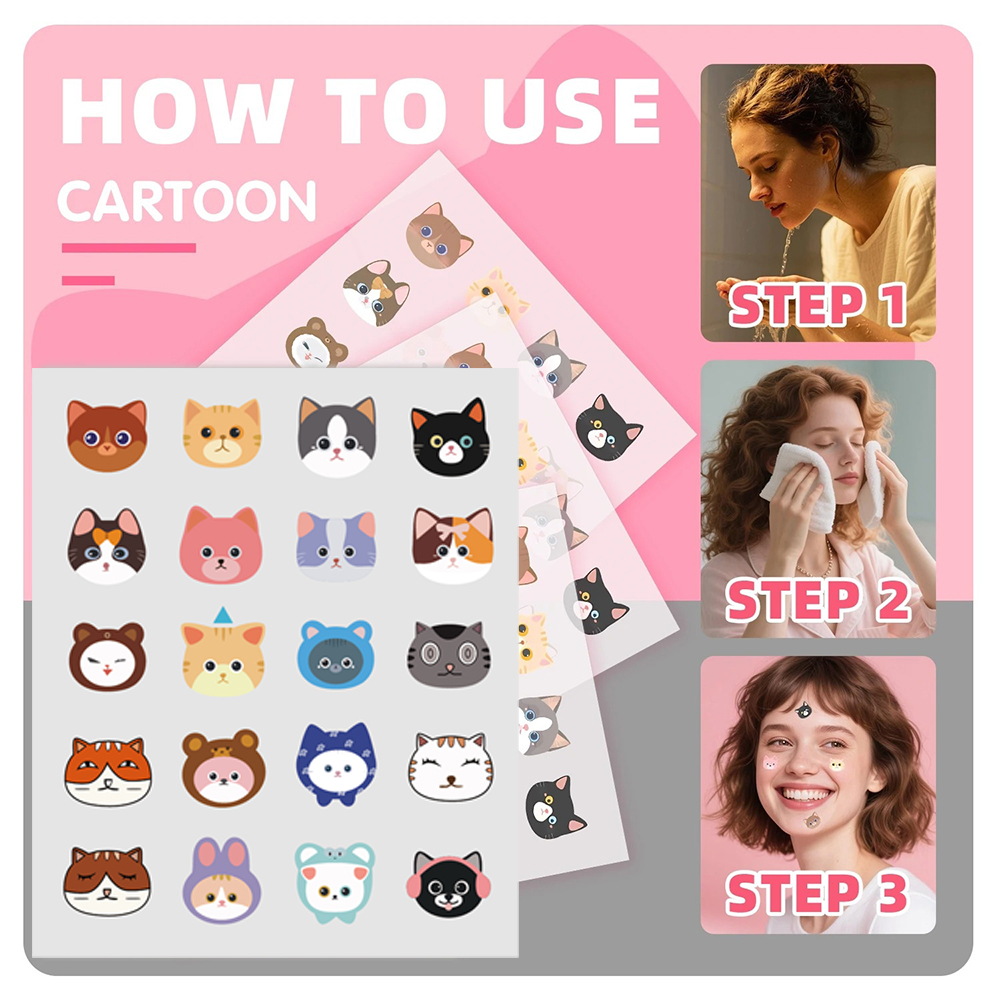 600 Pieces of Cartoon Cat Acne - Pressed Powder Foundation recension och pris